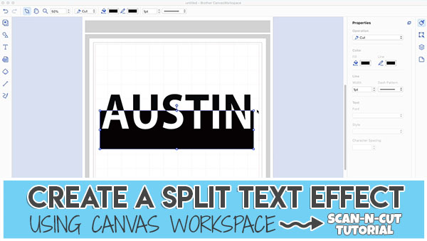 canvas workspace text - split text